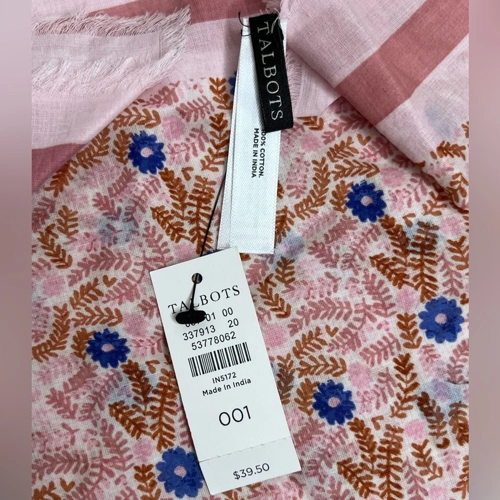 NWT Talbots & Universal Thread Floral Checkered Set of 2 Head Wraps Scarves